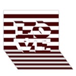 Horizontal Stripes - White and Bulgarian Rose Red LOVE 3D Greeting Card (7x5)