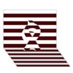 Horizontal Stripes - White and Bulgarian Rose Red Ribbon 3D Greeting Card (7x5)