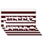 Horizontal Stripes - White and Bulgarian Rose Red Merry Xmas 3D Greeting Card (8x4)