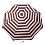 Horizontal Stripes - White and Bulgarian Rose Red Folding Umbrella