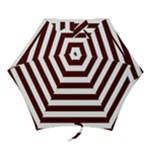 Horizontal Stripes - White and Bulgarian Rose Red Mini Umbrella