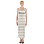 Horizontal Stripes - White and Pearl Brown Fitted Maxi Dress