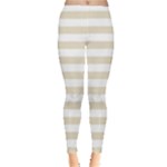 Horizontal Stripes - White and Pearl Brown Women s Leggings