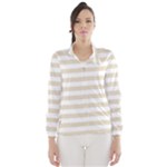 Horizontal Stripes - White and Pearl Brown Wind Breaker (Women)
