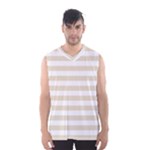Horizontal Stripes - White and Pearl Brown Men s Basketball Tank Top