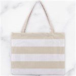 Horizontal Stripes - White and Pearl Brown Mini Tote Bag