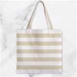 Horizontal Stripes - White and Pearl Brown Zipper Grocery Tote Bag