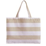 Horizontal Stripes - White and Pearl Brown Zipper Mini Tote Bag