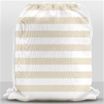 Horizontal Stripes - White and Pearl Brown Drawstring Bag (Large)