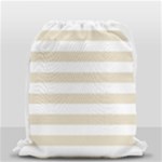 Horizontal Stripes - White and Pearl Brown Drawstring Bag (Small)