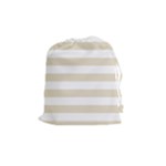 Horizontal Stripes - White and Pearl Brown Drawstring Pouch (M)