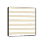 Horizontal Stripes - White and Pearl Brown Mini Canvas 4  x 4  (Stretched)
