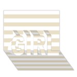 Horizontal Stripes - White and Pearl Brown GIRL 3D Greeting Card (7x5)