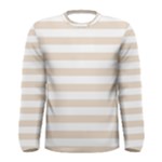 Horizontal Stripes - White and Almond Brown Men s Long Sleeve T-shirt