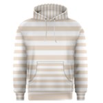 Horizontal Stripes - White and Almond Brown Men s Pullover Hoodie