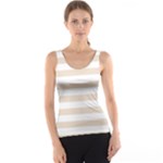 Horizontal Stripes - White and Almond Brown Tank Top