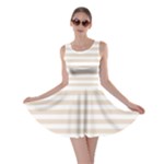 Horizontal Stripes - White and Almond Brown Skater Dress