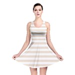 Horizontal Stripes - White and Almond Brown Reversible Skater Dress