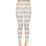 Horizontal Stripes - White and Almond Brown Women s Leggings