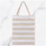 Horizontal Stripes - White and Almond Brown Classic Tote Bag