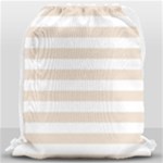 Horizontal Stripes - White and Almond Brown Drawstring Bag (Large)