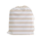 Horizontal Stripes - White and Almond Brown Drawstring Pouch (XL)