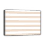 Horizontal Stripes - White and Almond Brown Deluxe Canvas 18  x 12  (Stretched)