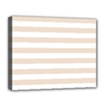 Horizontal Stripes - White and Almond Brown Deluxe Canvas 20  x 16  (Stretched)