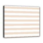 Horizontal Stripes - White and Almond Brown Deluxe Canvas 24  x 20  (Stretched)