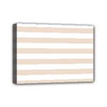 Horizontal Stripes - White and Almond Brown Mini Canvas 7  x 5  (Stretched)