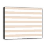 Horizontal Stripes - White and Almond Brown Canvas 14  x 11  (Stretched)