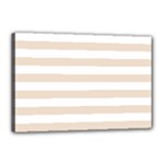 Horizontal Stripes - White and Almond Brown Canvas 18  x 12  (Stretched)