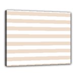 Horizontal Stripes - White and Almond Brown Canvas 20  x 16  (Stretched)