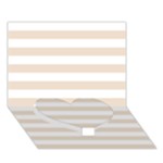 Horizontal Stripes - White and Almond Brown Heart Bottom 3D Greeting Card (7x5)