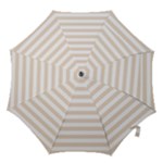 Horizontal Stripes - White and Almond Brown Hook Handle Umbrella (Small)
