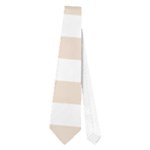 Horizontal Stripes - White and Almond Brown Necktie (One Side)