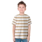 Horizontal Stripes - White and Tan Brown Kid s Cotton Tee