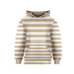 Horizontal Stripes - White and Tan Brown Kid s Pullover Hoodie