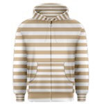Horizontal Stripes - White and Tan Brown Men s Zipper Hoodie