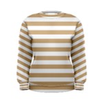 Horizontal Stripes - White and Tan Brown Women s Sweatshirt