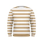 Horizontal Stripes - White and Tan Brown Kid s Sweatshirt