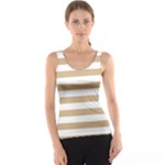 Horizontal Stripes - White and Tan Brown Tank Top