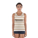 Horizontal Stripes - White and Tan Brown Women s Sport Tank Top