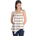 Horizontal Stripes - White and Tan Brown Sleeveless Tunic