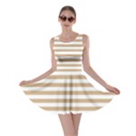 Horizontal Stripes - White and Tan Brown Skater Dress