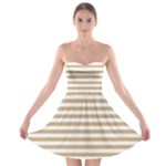 Horizontal Stripes - White and Tan Brown Strapless Bra Top Dress