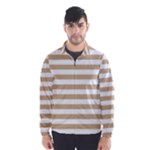 Horizontal Stripes - White and Tan Brown Wind Breaker (Men)