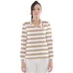 Horizontal Stripes - White and Tan Brown Wind Breaker (Women)
