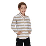 Horizontal Stripes - White and Tan Brown Wind Breaker (Kids)