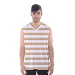 Horizontal Stripes - White and Tan Brown Men s Basketball Tank Top